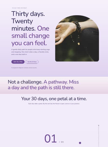 Online yoga course template preview